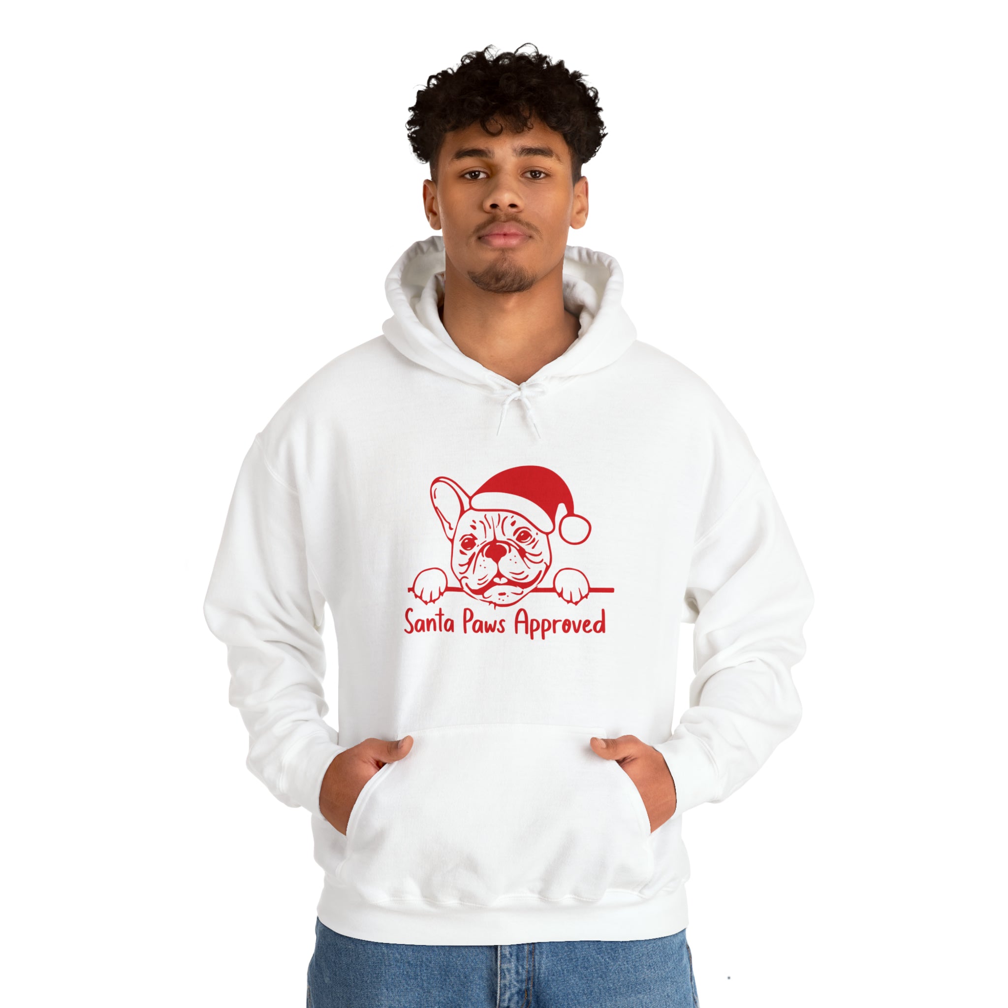 Frenchie-Fan Cozy Santa Paws Approved Unisex Hoodie for Dog Owners