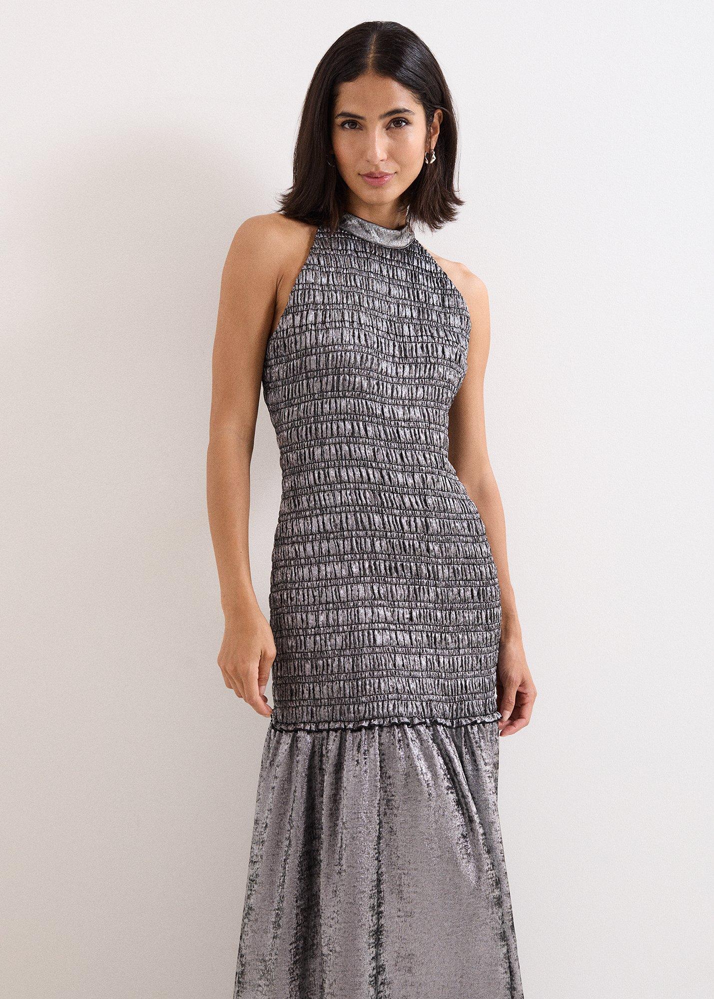 Tasmin Silver Shimmer Maxi Dress