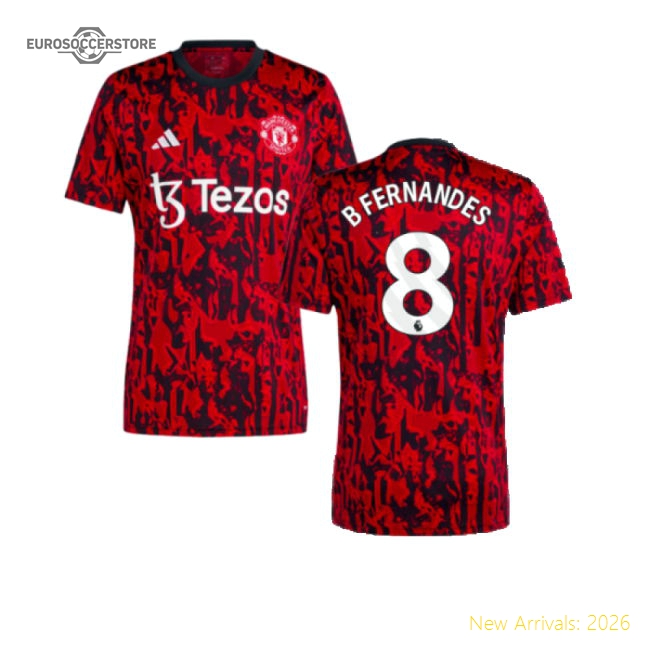 Official 2023-2024 Man Utd Pre-match Shirt (red) (b Fernandes 8)