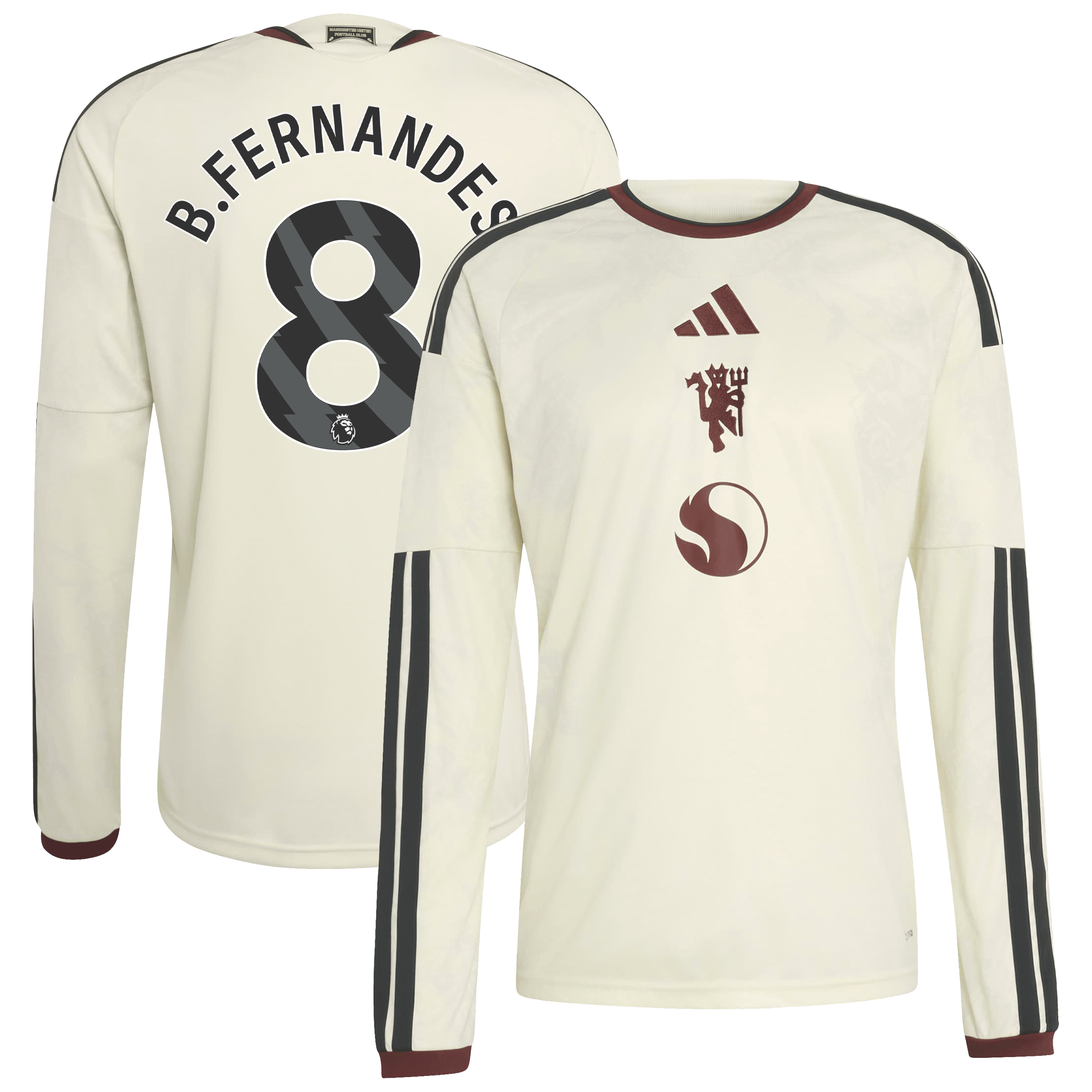 [SJH] Women's Bruno Fernandes Manchester United 2026/27 Third Replica Long Sleeve Jersey - Cream