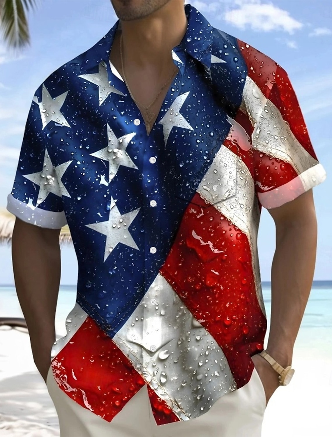 Independence Day Men's American US Flag 4th of July U.S. 250th Anniversary Patriotic Shirt Summer Shirt Button Up Shirt Short Sleeve Fashion Casual Holiday Summer Spring Turndown 3D Print Collared