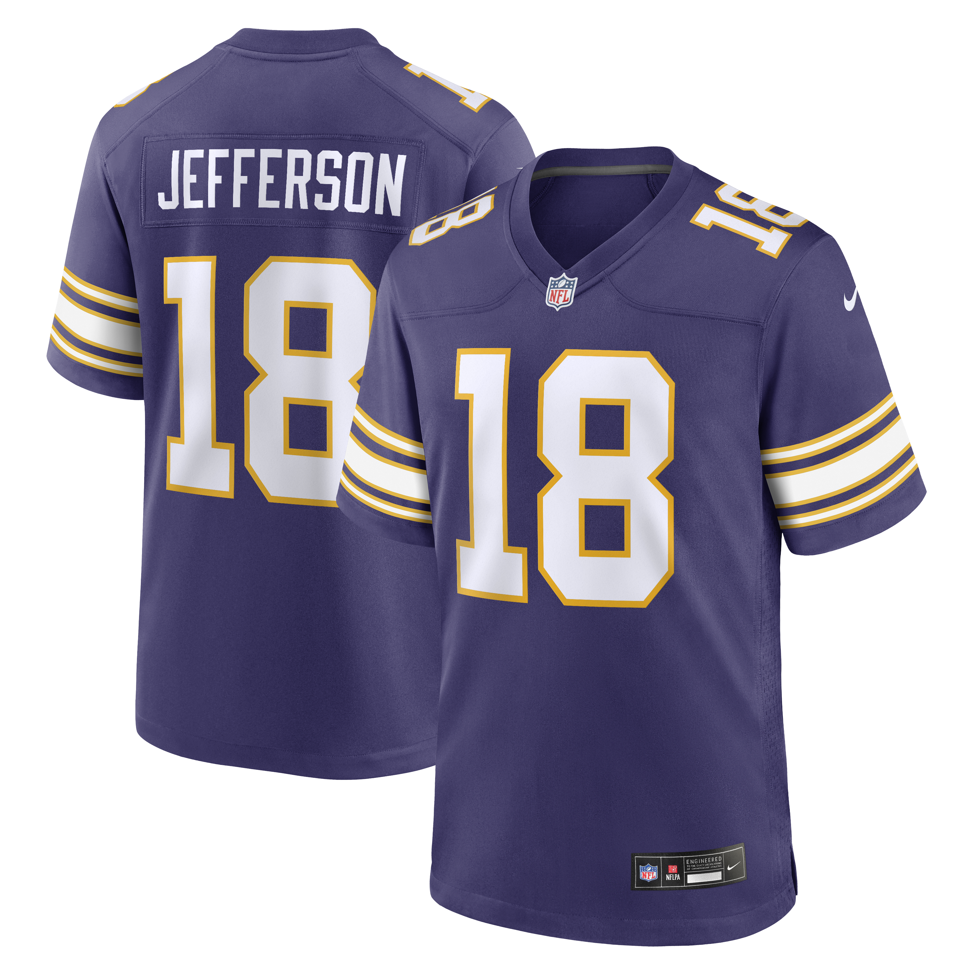 [SJH] Women's Justin Jefferson #18 Minnesota Vikings Classic Player Game Jersey - Purple