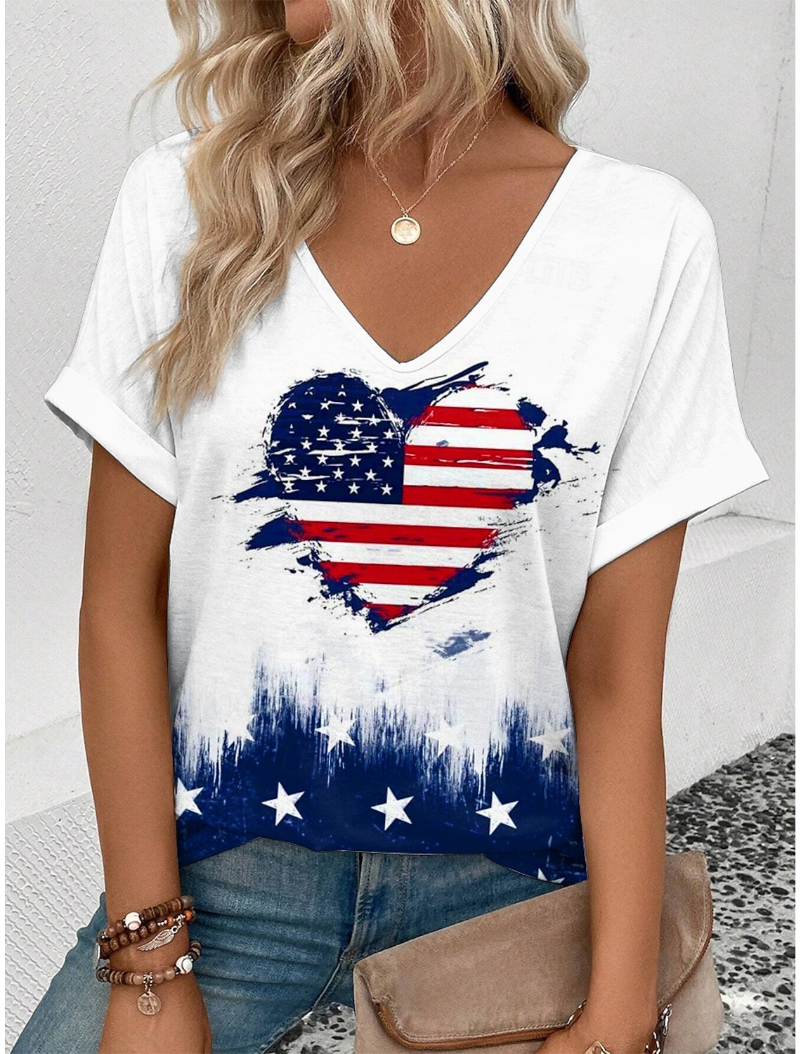 Independence Day Patriotic Women's Camisole Tank Top Flag Sleeveless Sleeveless V Neck Daily Red Summer