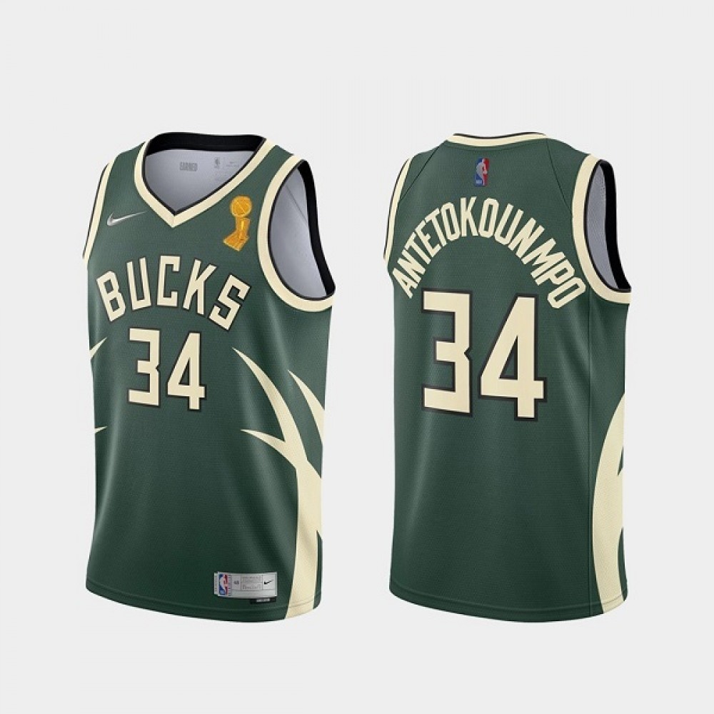 Official Men's Milwaukee Bucks #34 Giannis Green Basketball Jersey