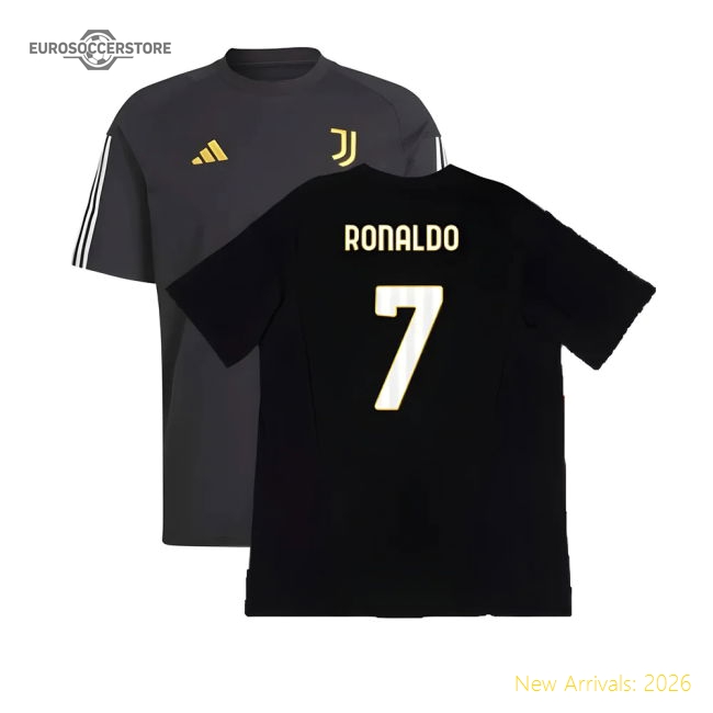 Supporter 2023-2024 Juventus Cotton Tee (Black) (Ronaldo 7)