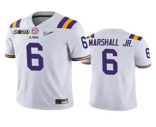 Men's LSU Tigers LA #6 Terrace Marshall White 2020 durabl replica