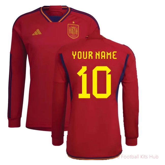 2022-2023 Spain Long Sleeve Home Shirt (Your Name)