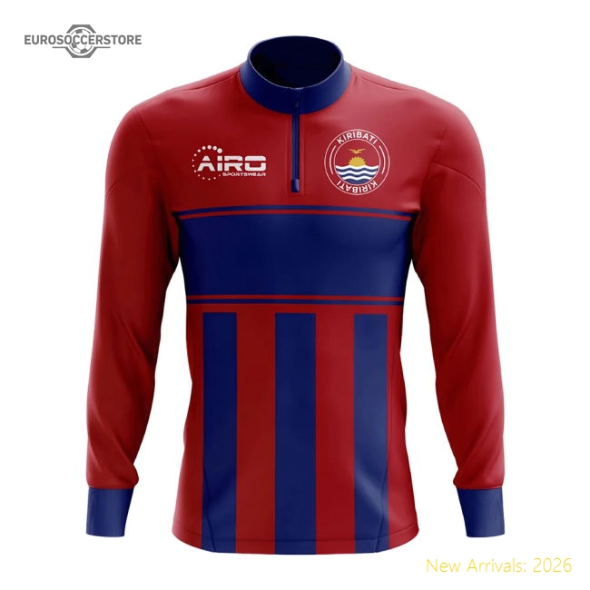 Kiribati Concept Football Half Zip Midlayer Top (Red-Blue)