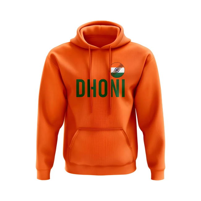 Tournament-Edition Elite Ms Dhoni India Name Hoody (Orange)