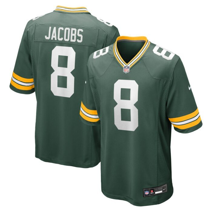 Men's Green Bay Packers Josh Jacobs Nike Green Team Game J...