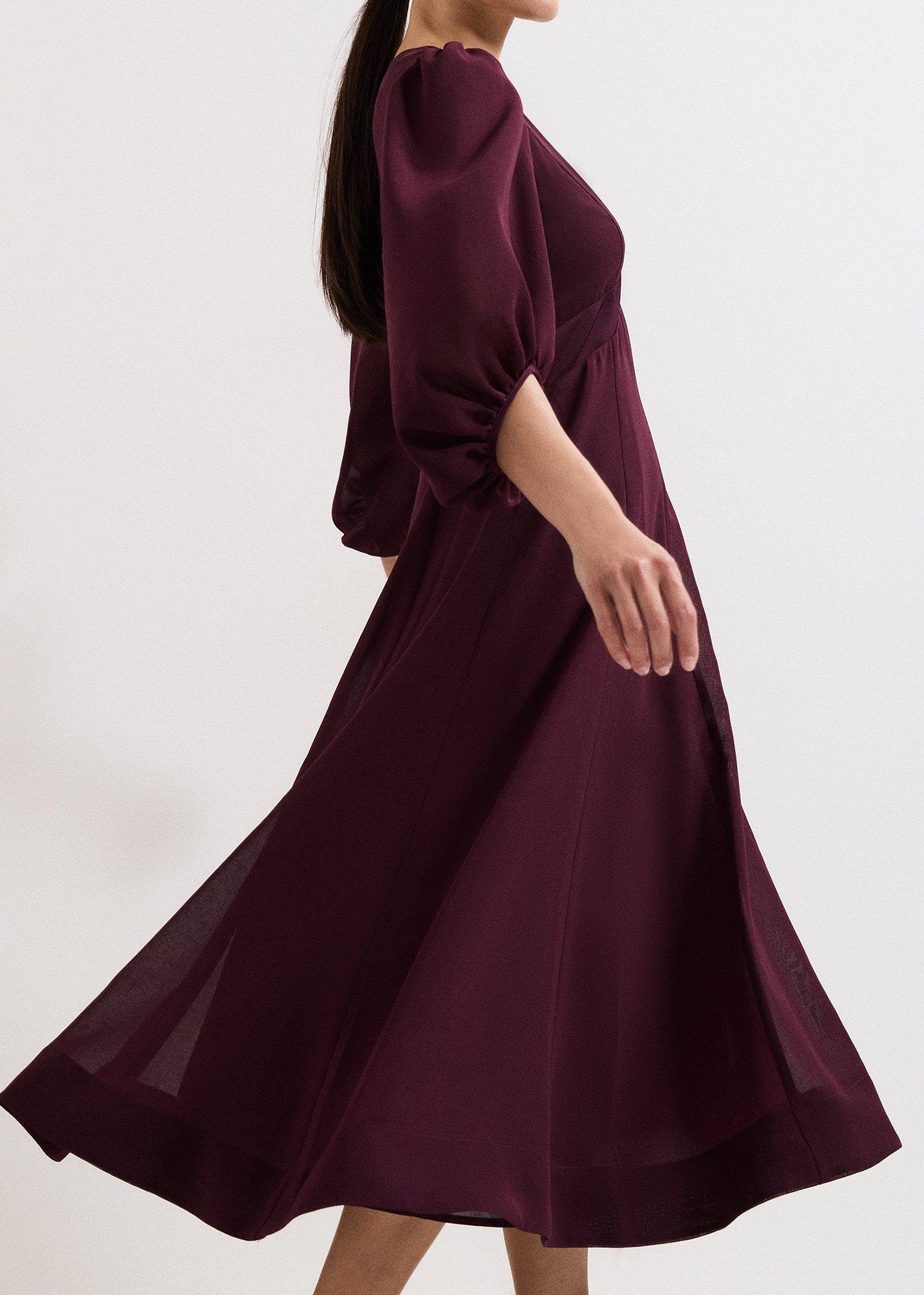 Vera Burgundy Plain Midi Dress
