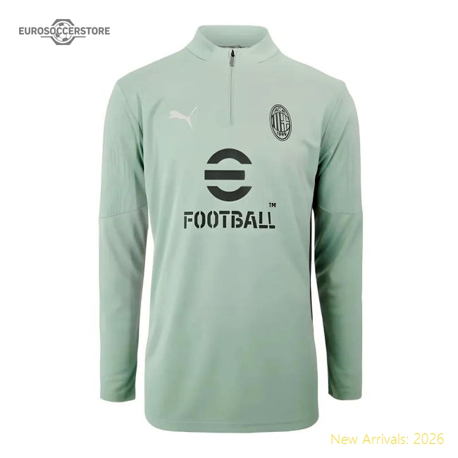 Fan-Favorite 2024-2025 Ac Milan Training 1/4 Zip Top (Green Fog)
