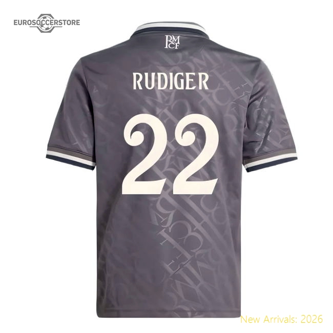 Authentic Real Madrid Third Kids) (rudiger Jersey Athletic Fit
