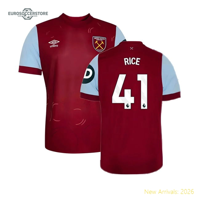 Safe West Ham Kids Jersey Rice 2023-2024 Kids-safe Technology