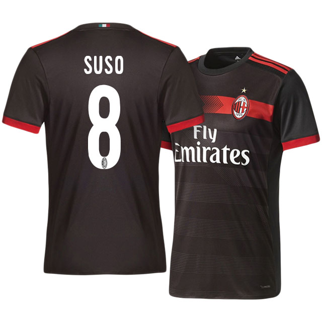 Breathable AC Milan Third 201718 Suso 8 Soccer Jersey Shirt