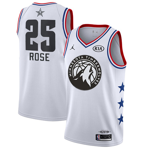 T-Wolves #25 Derrick Rose Durable 2019 Icon NBA Jersey - White