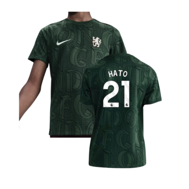 match worn 2025-2026 Chelsea Pre Match Shirt (Green) - Kids (Hato 21)