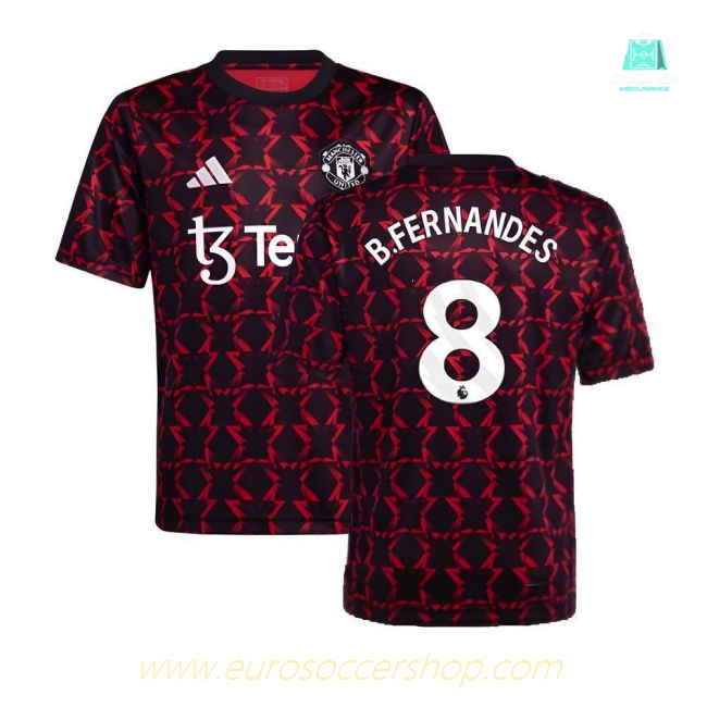2024-2025 Man Utd Pre-Match Shirt (Black) - Kids (B.Fernandes 8)