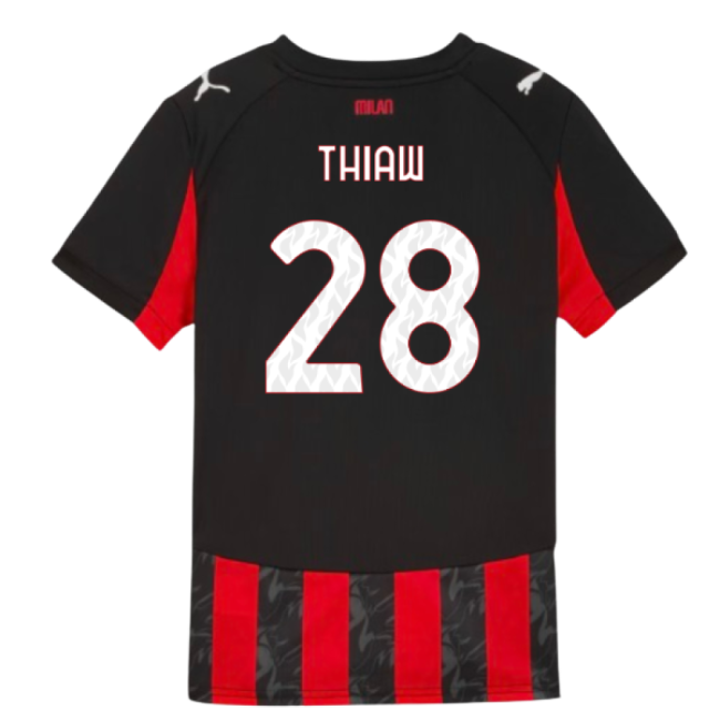Supporter Acm Ac Milan Home Shirt Kids Thiaw #28 Authentic Design ...