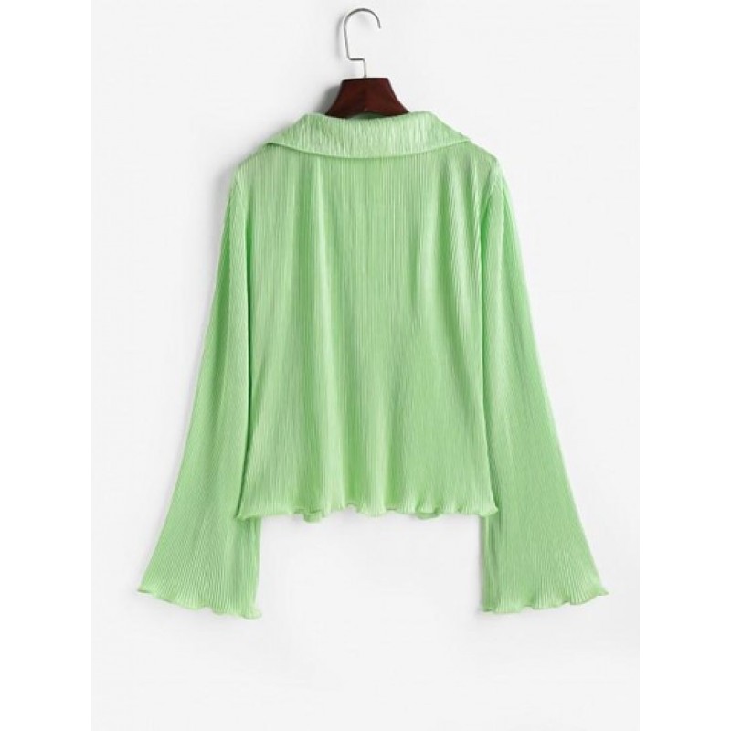 Plisse Bell Sleeve Shirt BD9771