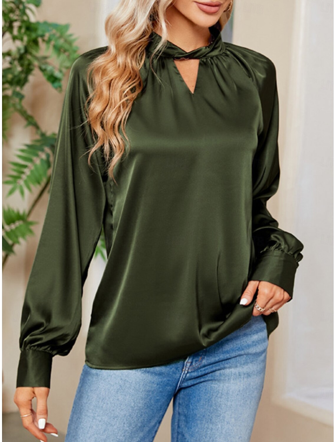 Women's Satin Shirt Blouse Party Work Ladies Stylish Long Sleeve Fall Winter