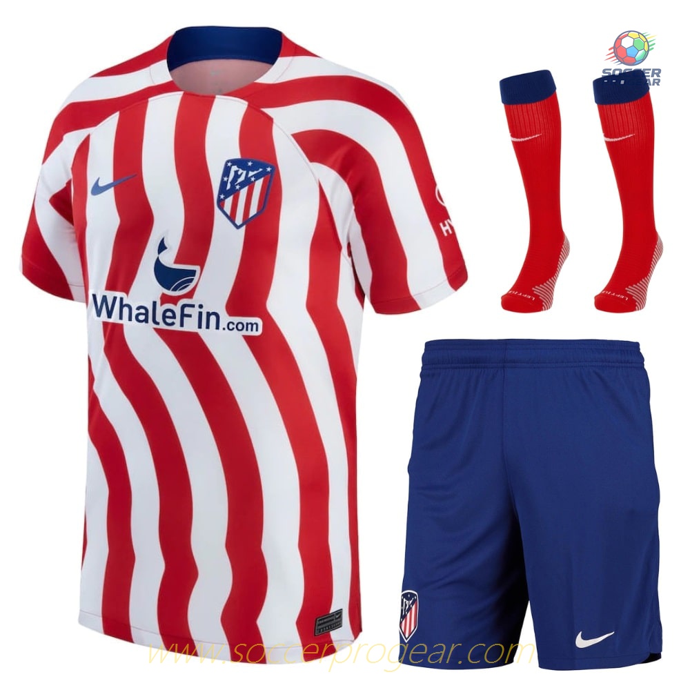 Atletico Madrid Home Kids Edition Jersey Set Team Shirt 2022 2023