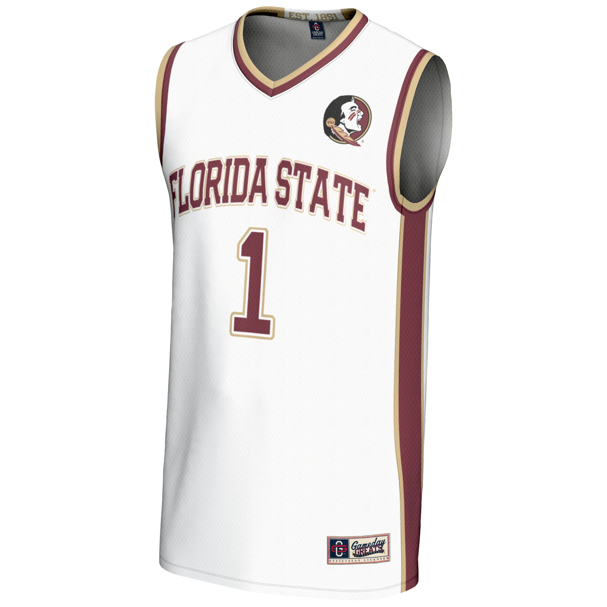 [DDG] Florida State Seminoles GameDay Greats Lightweight Basketball Jersey - White
