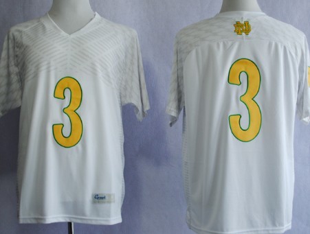 Men's ND Irish Joe Montana #3 game jersey White 2013 moisture wicking
