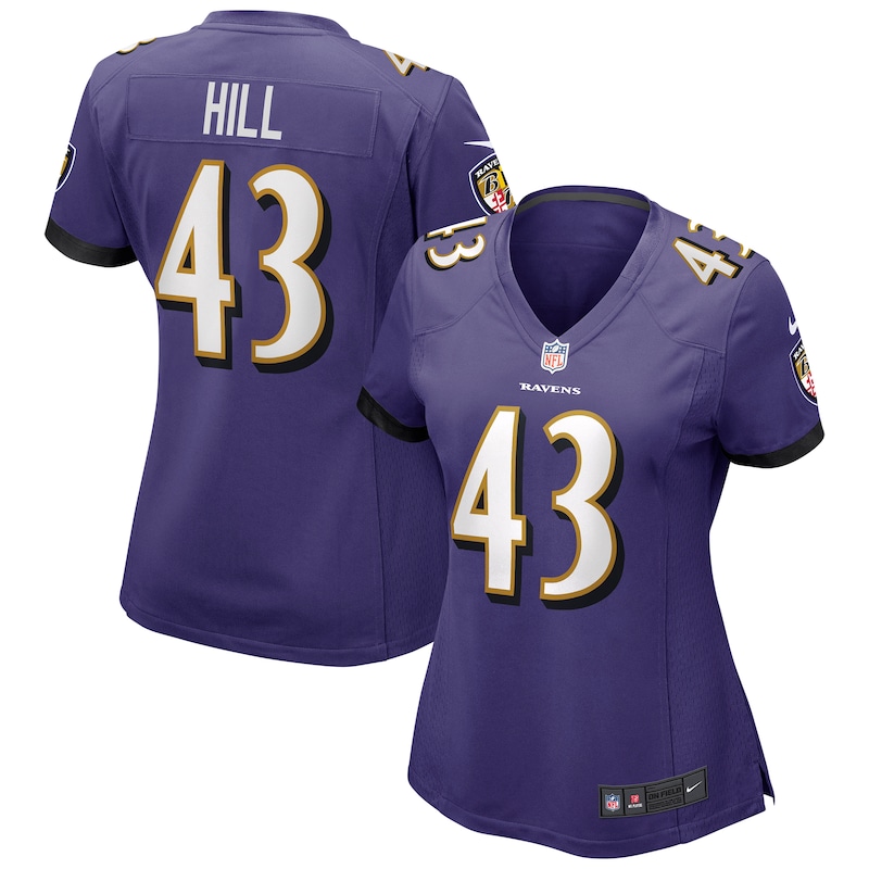 None Justice Hill BAL Ravens Dynamic Authentic Jersey Game Day Wear