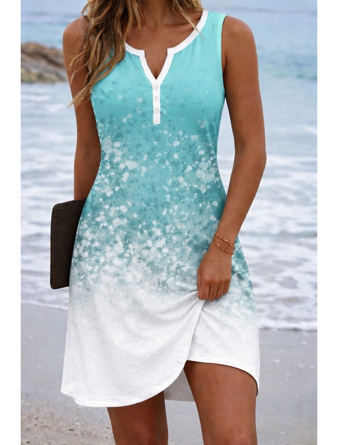 Women's Mini Dress Sundress Summer Dress Vacation Casual Daily Beach Holiday Regular Fit Graphic Tie Dye Abstract Sleeveless V Neck Blue Black Orange Summer Spring
