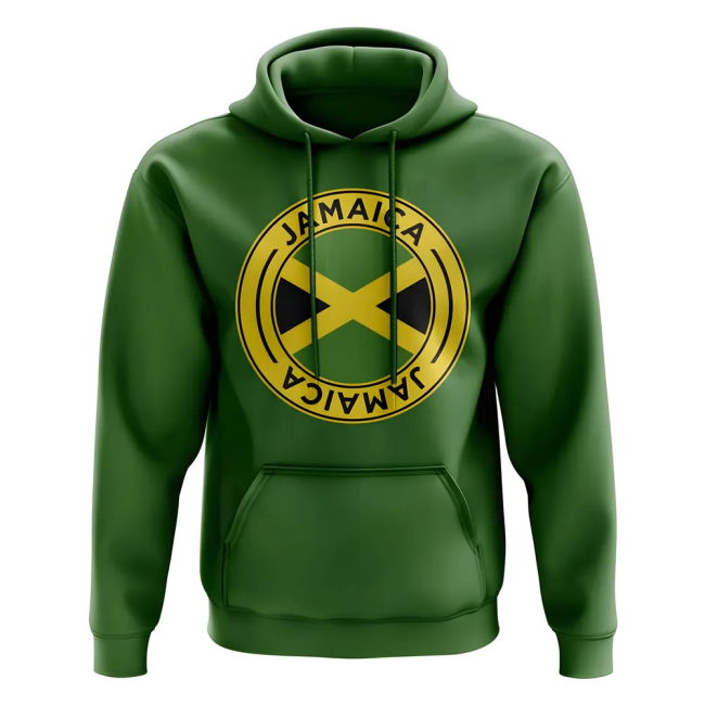 Top-Tier Jamaica Football Badge Hoodie (Green) Match-Ready