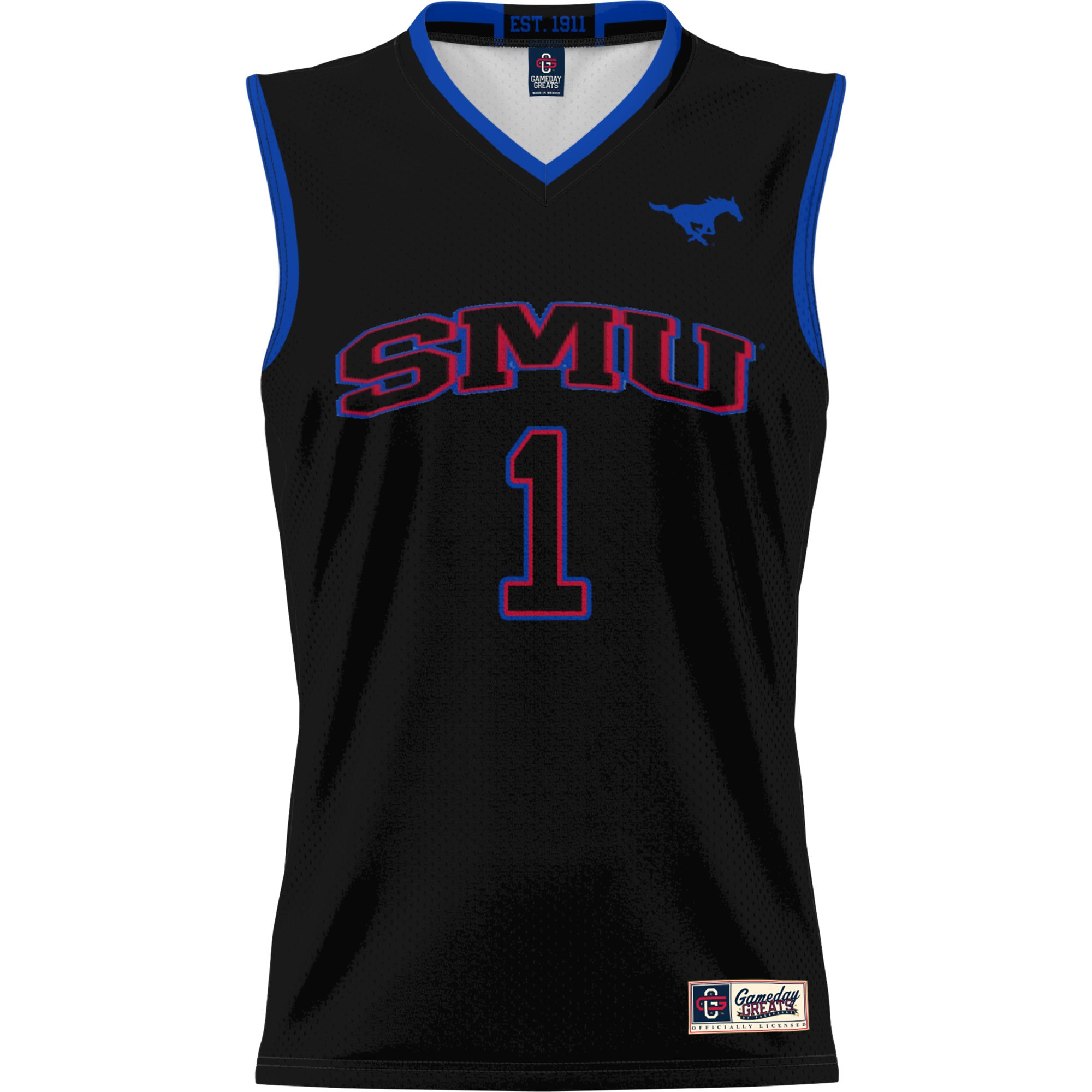[DDG] SMU Mustangs GameDay Greats Unisex Lightweight Basketball Jersey - Black