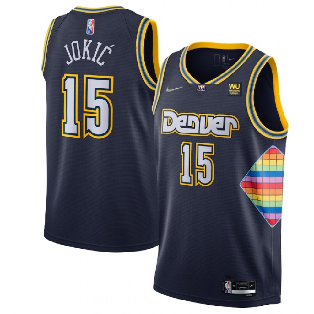 Authentic Jersey Denver Nuggets Nikola Jokic15 - Navy City Edition