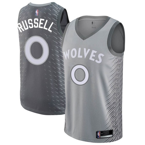 Nike Minnesota Timberwolves #0 DAngelo Russell Silver NBA Swingman City Edition Jersey Mens