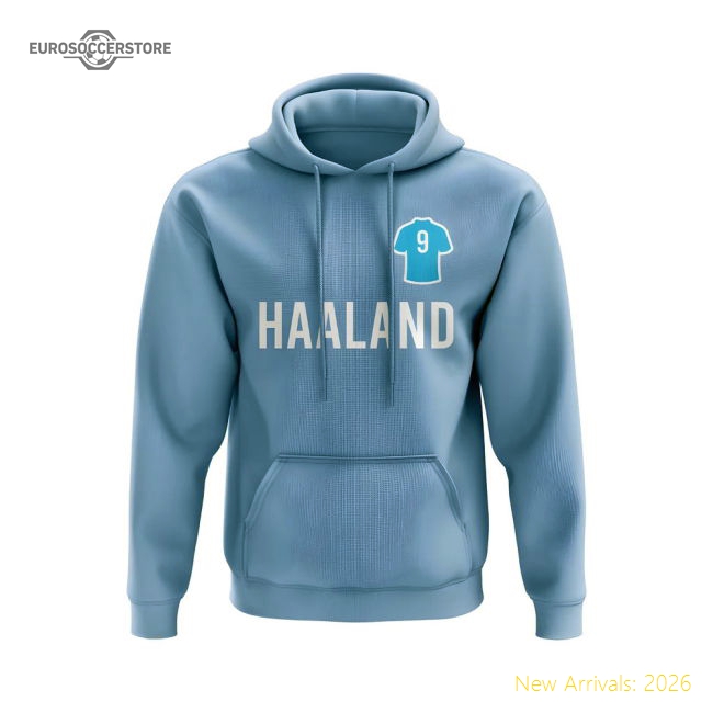 Erling City Haaland Man Number Hoody (Sky) Supporter Version