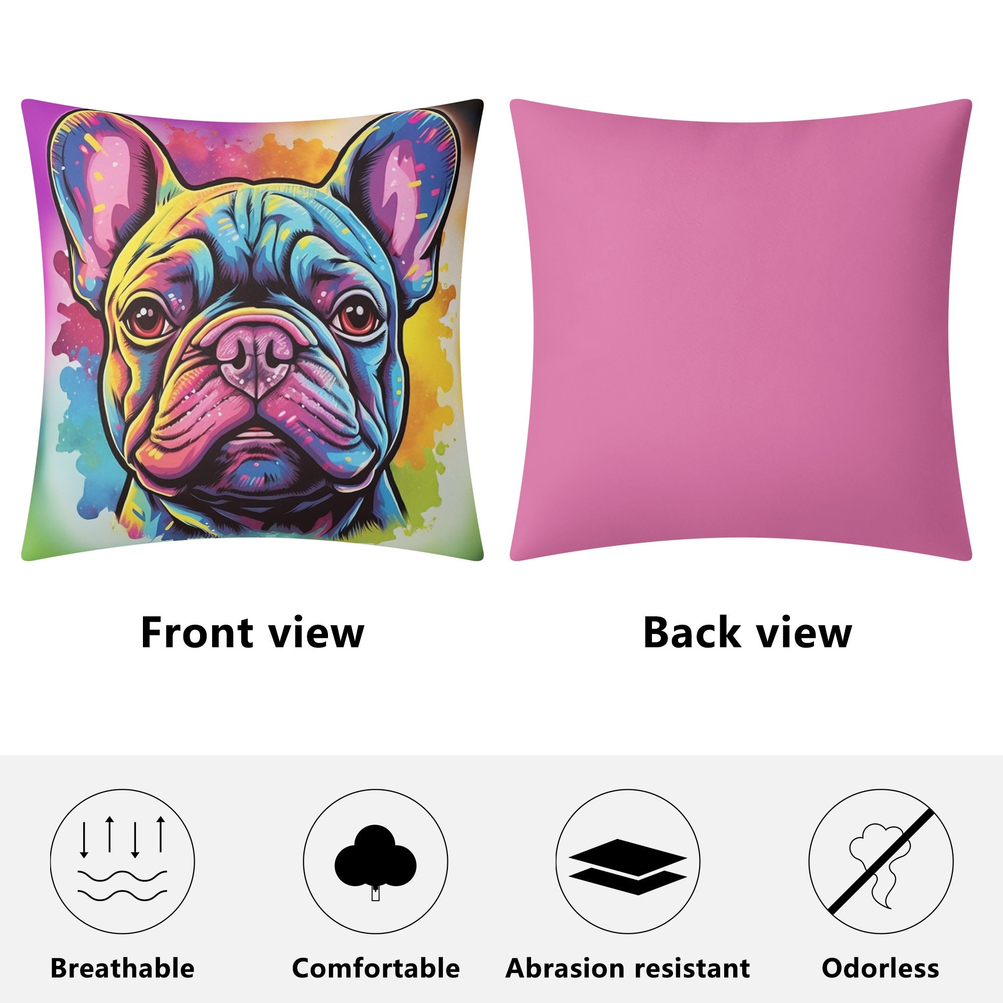 French Bulldog Adorable Frenchie Face Pillow Cover Durable Dog Item