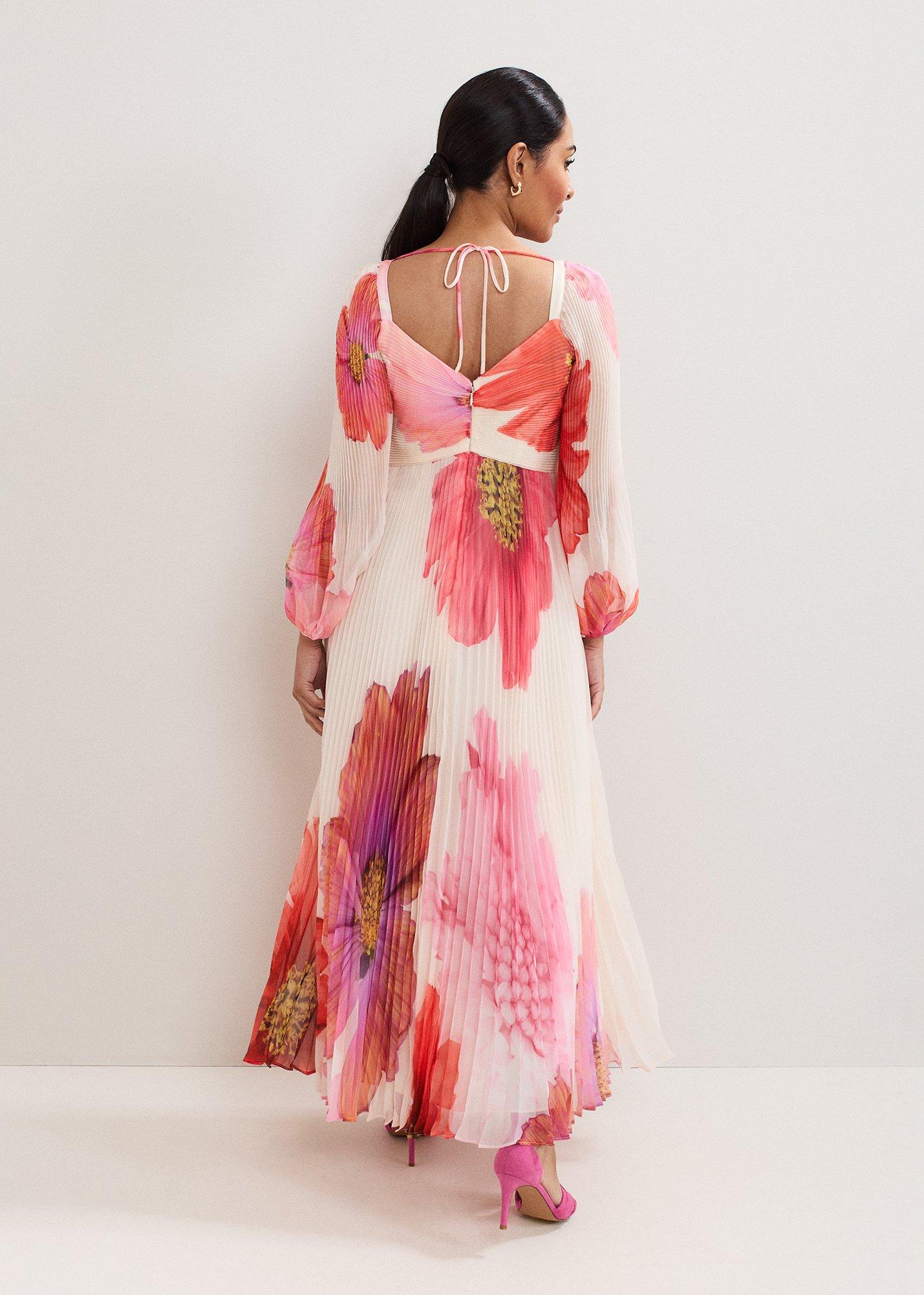 Petite Reanna Pleated Floral Maxi Dress