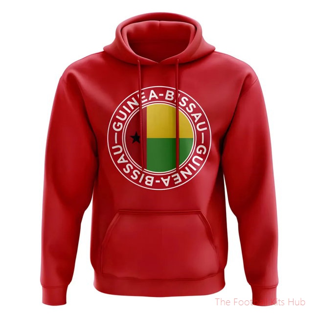 Guinea Bissau Football Badge Hoodie (Red)
