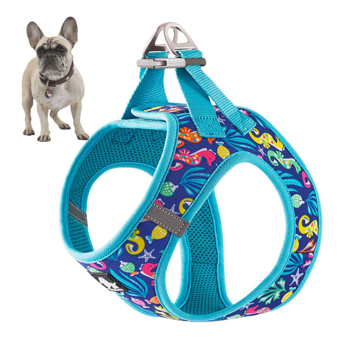 French Bulldog Bloompup Frenchie Floral Harness With Reflective Straps Practical Dog Gear