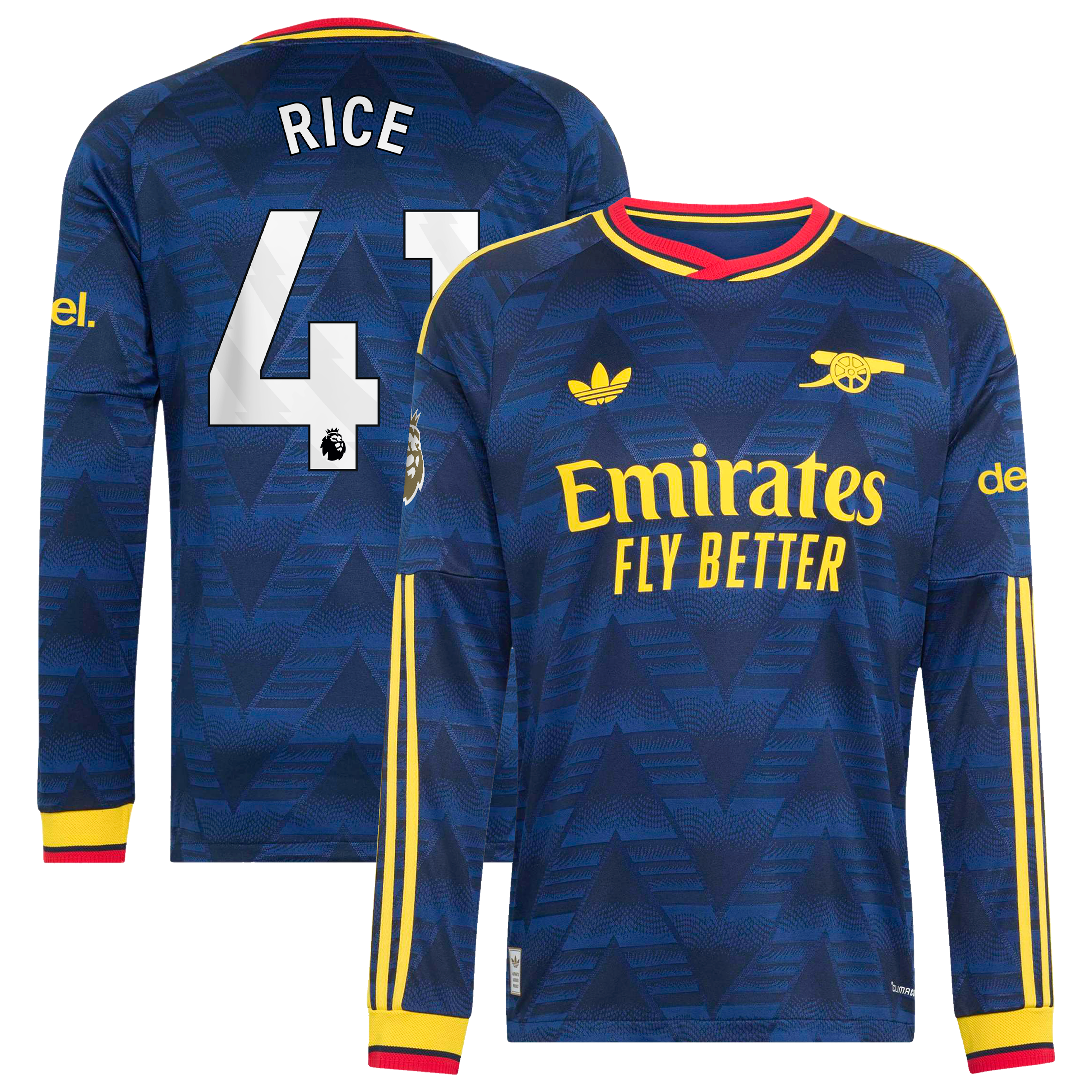 [SJH] Declan Rice #41 Arsenal 2026/27 Away On-Field Authentic Long Sleeve Jersey - Navy