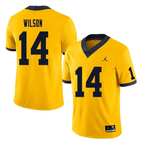 Yellow Michigan Wolverines #14 Jordan Men Yellow Official Replica