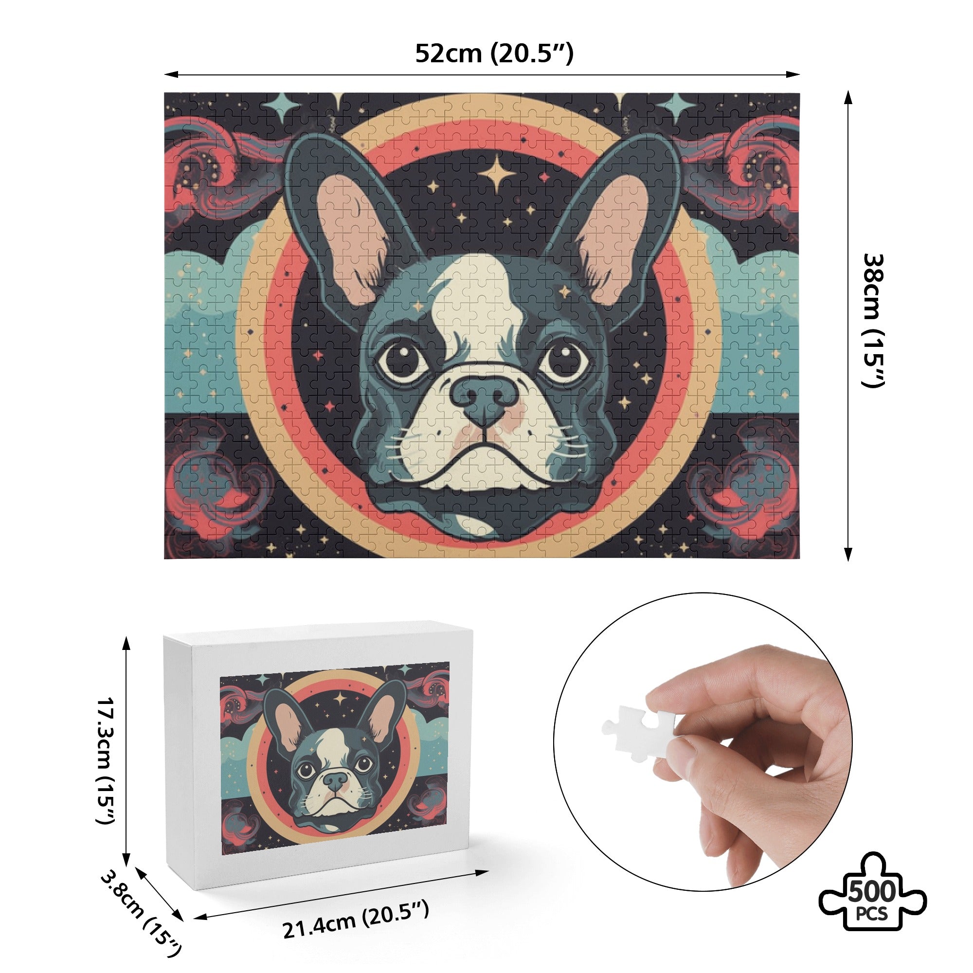 Jax - French Bulldog 500-piece Wooden Puzzle Winter Wear