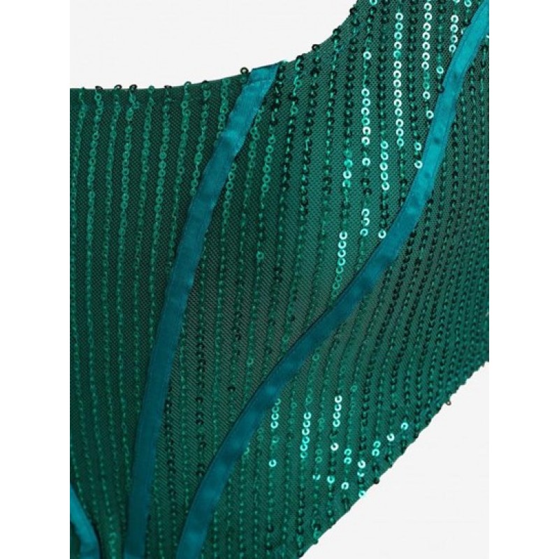 Sequined Piping Corset-style Tank Top JQ2923