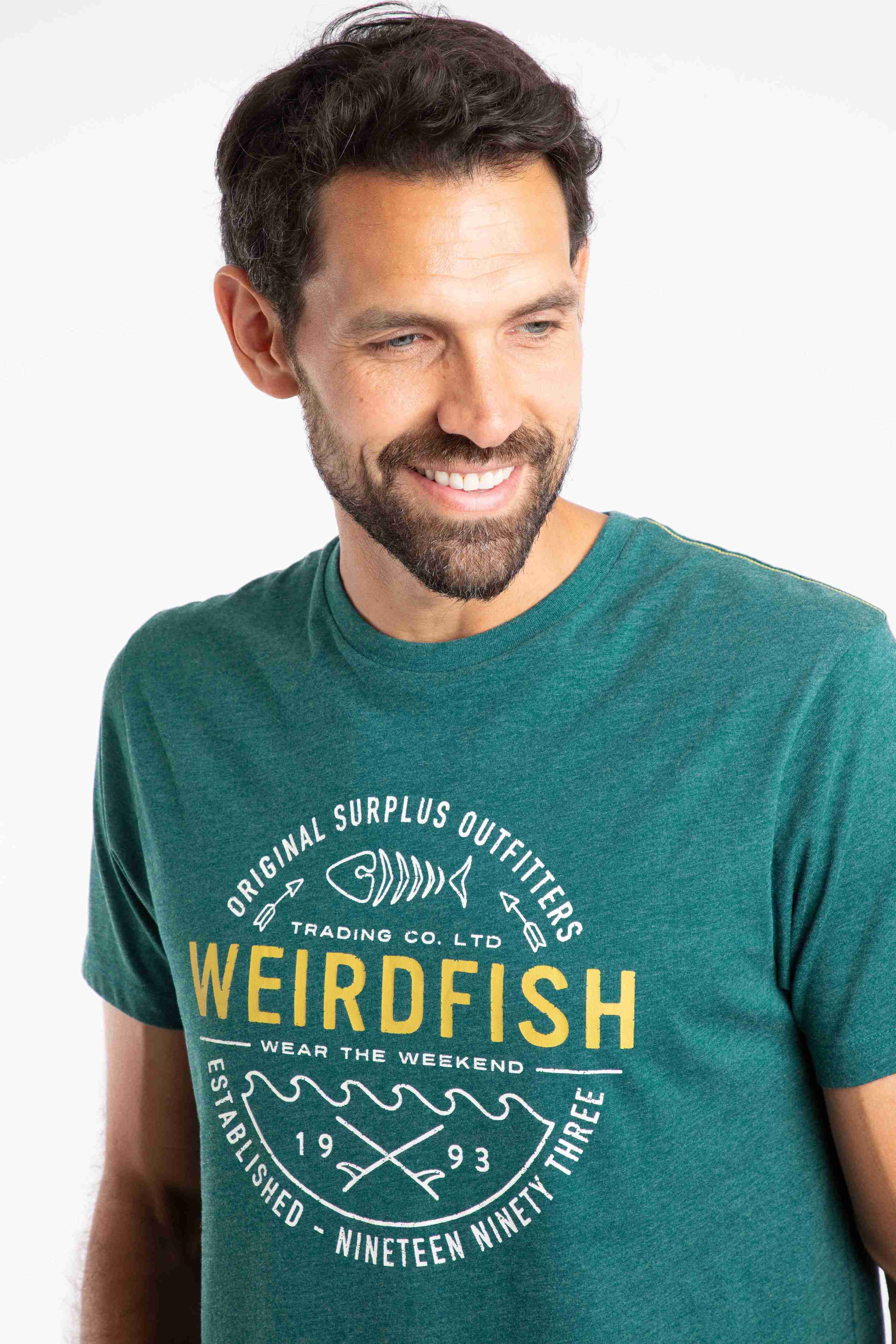 Waves Front Print Graphic T-Shirt Forest Green