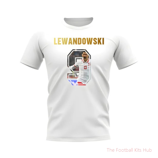Robert Lewandowski Name And Number Poland T-Shirt (White)