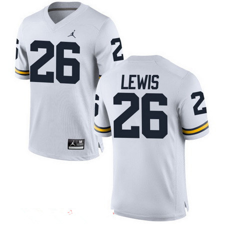 Men's Michigan UM White 2024 durabl Jourdan Lewis #26 official
