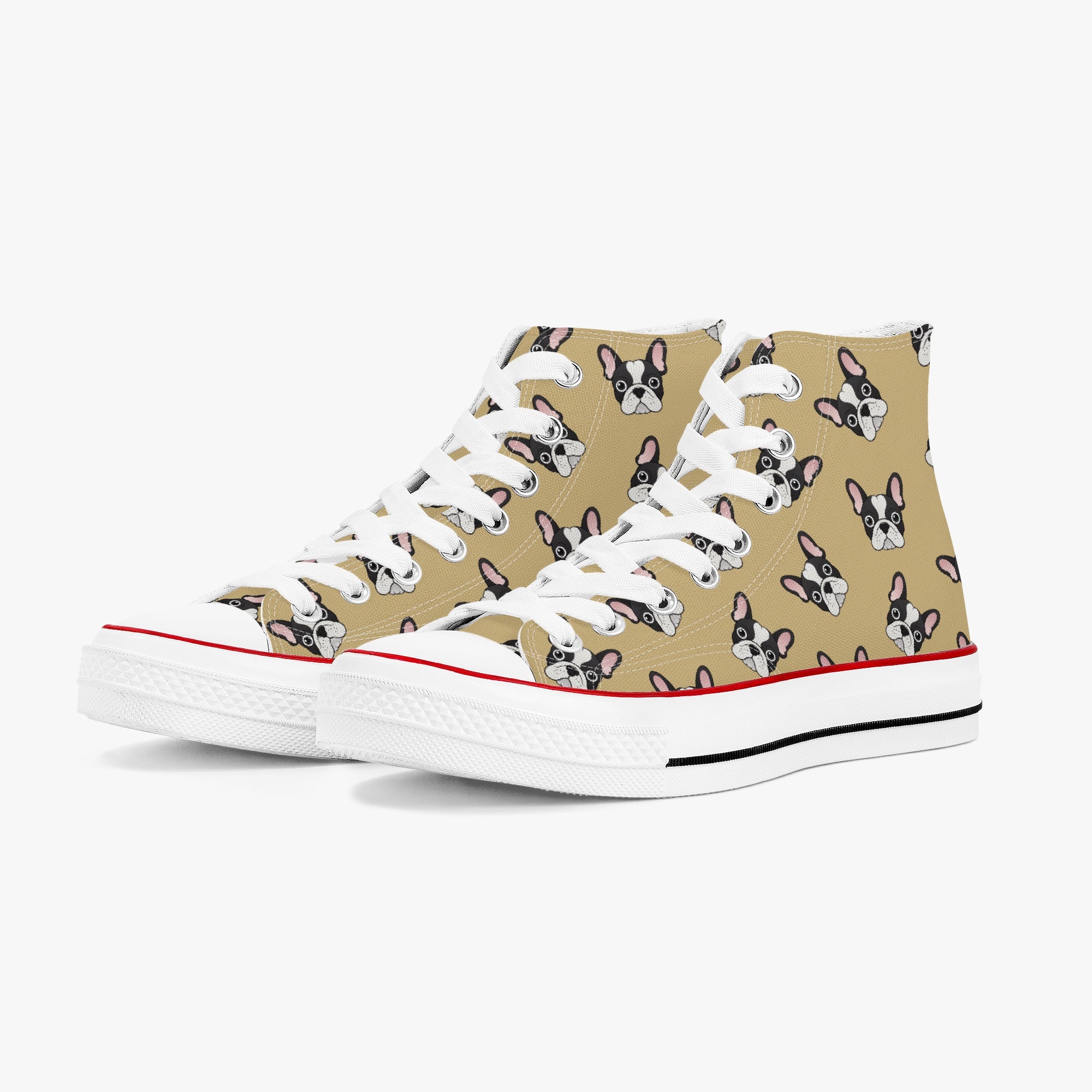 French Bulldog Pete High Top Canvas Shoes Frenchie Paw Protection