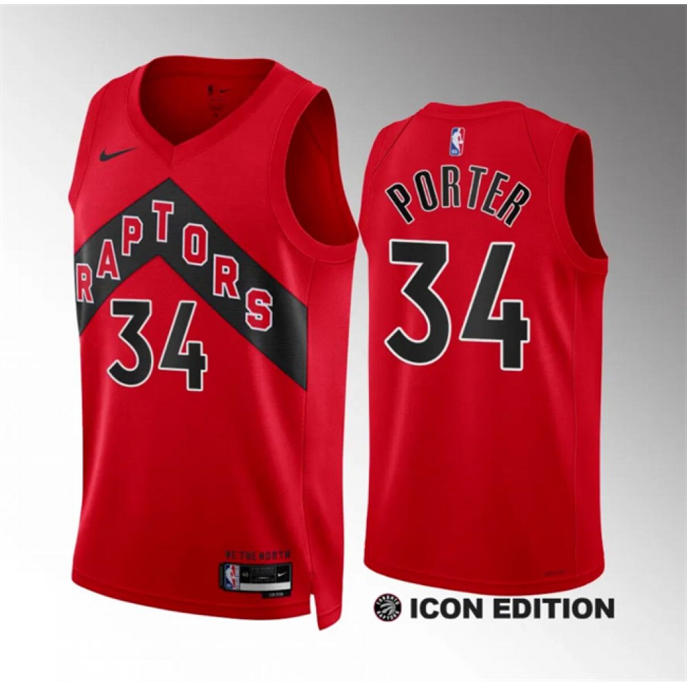 Performance Modern Men's TOR #34 Jontay Red Basketball Jersey