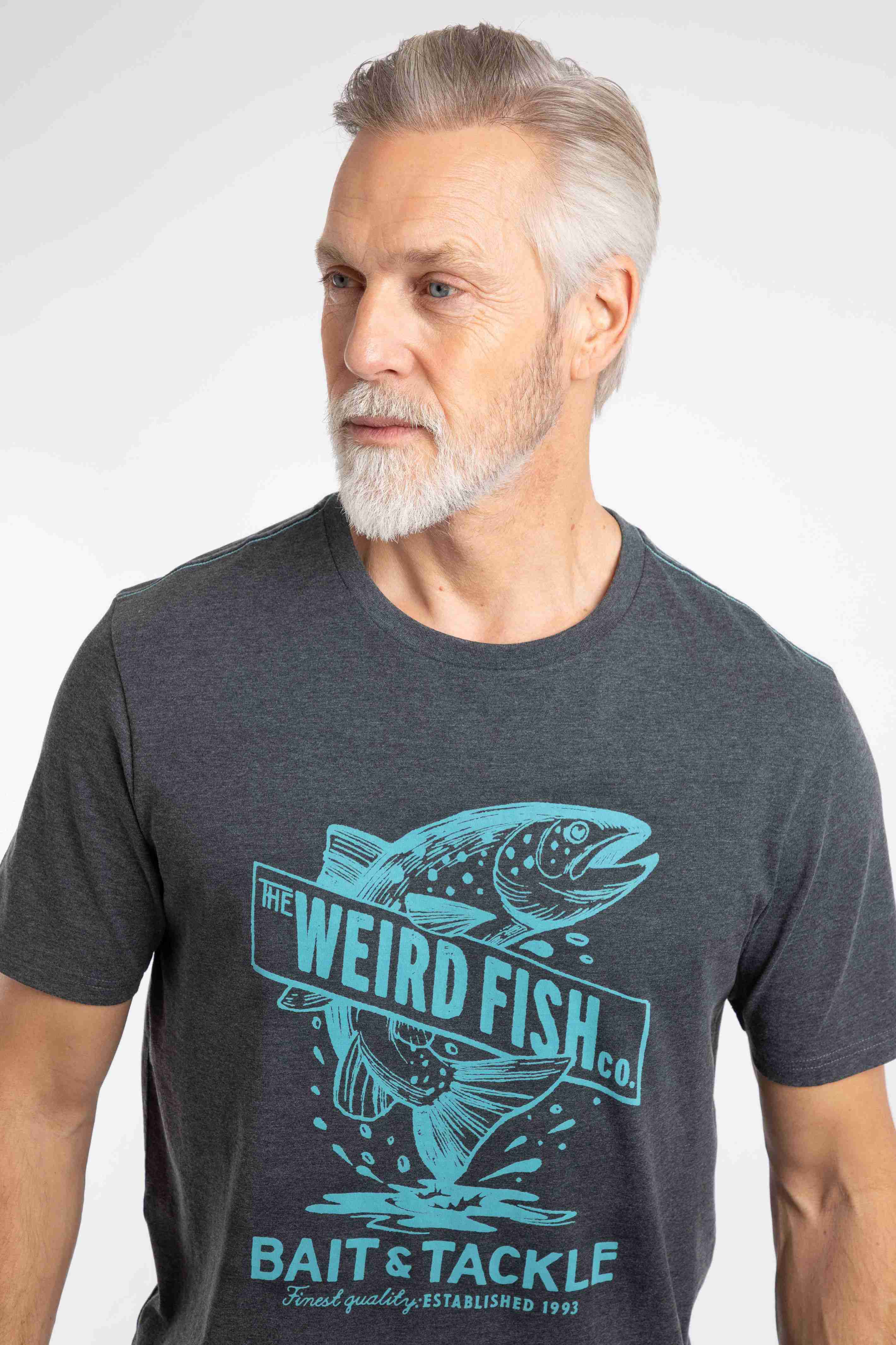 Leaping Fish Front Print Graphic T-Shirt Coal