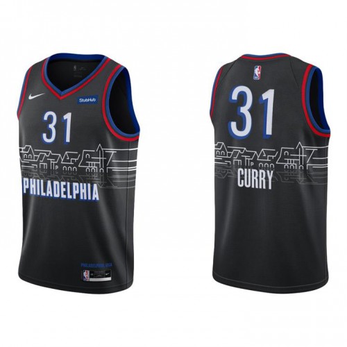 Official Sixers #31 Seth Curry 2020 City NBA Swingman Jersey Black -